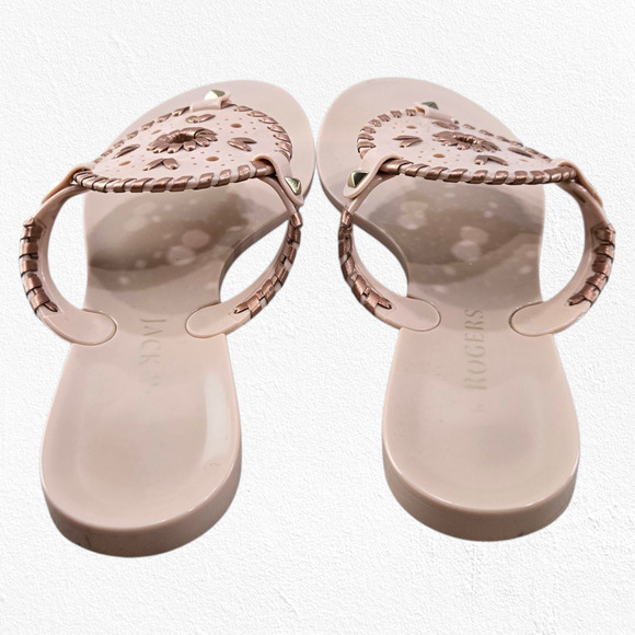 Jack Rogers Georgica Jelly Sandals Size 8 Blush Pink Rose Gold Thong Flip Flops - Picture 5 of 11
